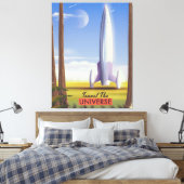 Reis door het heelal retro ruimte kunst. canvas afdruk (Insitu (Slaapkamer))