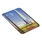 Reis door het heelal retro ruimte kunst. magneet (Rechterzijde)