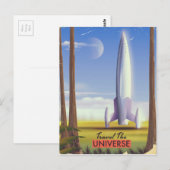 Reis door het heelal retro-ruimtekunst. briefkaart (Voorkant / Achterkant)