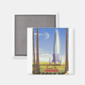 Reis door het heelal retro ruimtekunst. magneet (Voorkant / Achterkant)