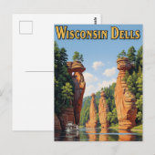 Reis door het oude Wisconsin Dells Briefkaart (Voorkant / Achterkant)