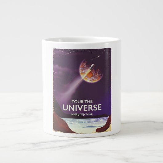 Reis door het universum vintage sciencefictionpost grote koffiekop (Voorkant)