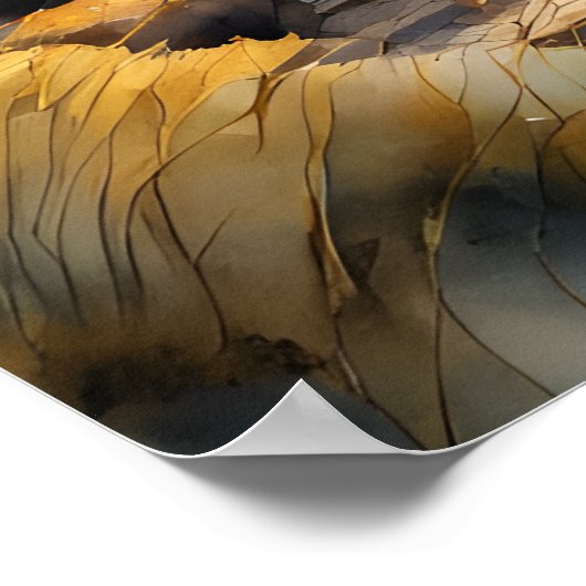 "Reis door Misty Mountains: Waterverf zwart Poster (Hoek)