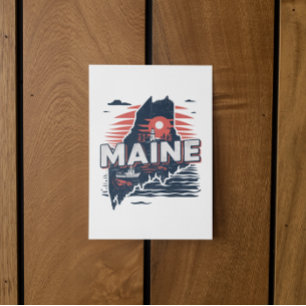 Reis door Vintage Maine USA Staatskaart Briefkaart