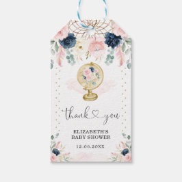 Reis Droomvanger Blush Navy Bloem Baby Shower Cadeaulabel