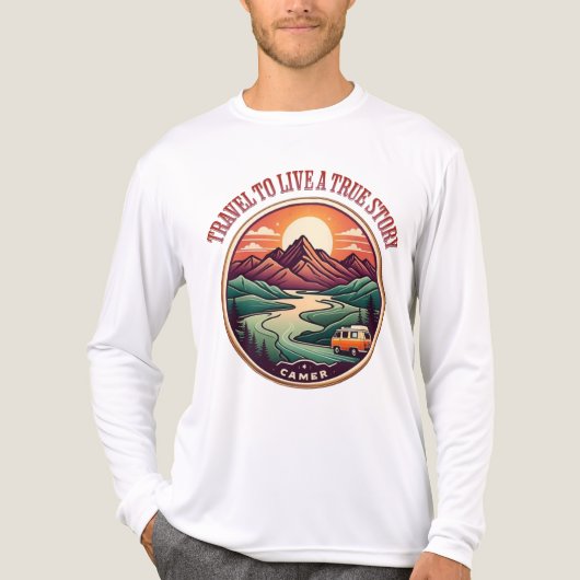 Reis echt verhaal T-shirt - geen nep reizen badge (Voorkant volledig)