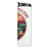 Reis echt verhaal T-shirt - geen nep reizen badge Thermosbeker (Geroteerd rechts)