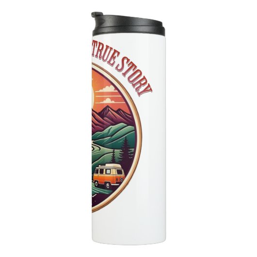 Reis echt verhaal T-shirt - geen nep reizen badge Thermosbeker (Geroteerd rechts)