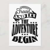 Reis en laat het avontuur beginnen briefkaart (Voorkant)