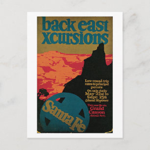 Reis en reis van de  Santa Fe uit de jaren 20 Briefkaart