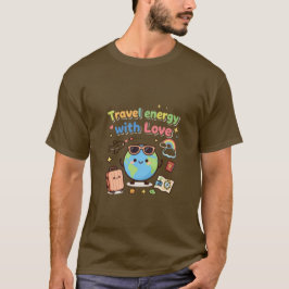 Reis Energie met Liefde Mooie Wereldbol T-shirt
