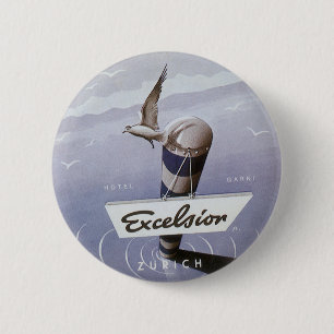 Reis Excelsior Hotel Zurich Zwitserland uit vroege Ronde Button 5,7 Cm