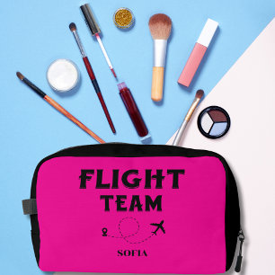 Reis Familie Vakantie Vlucht Team & Vliegtuig Roze Toilettasje