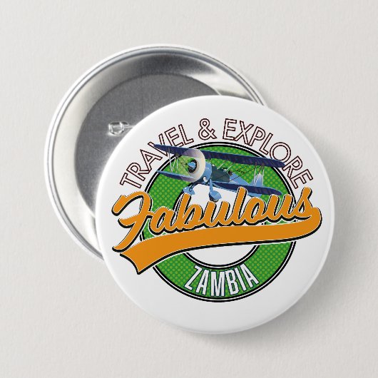 Reis fantastisch Zambia in Ronde Button 7,6 Cm (Voorkant /achterkant)