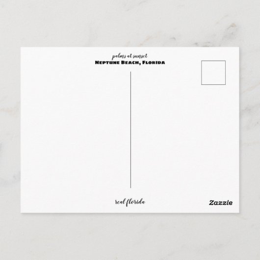 Reis | Florida - Neptune Beach Pink Sunset Palms Briefkaart (Achterkant)