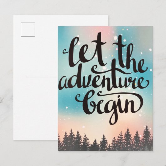 Reis Forest Trees Adventure begint Aankondigingskaart (Voorkant / Achterkant)