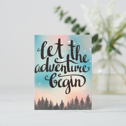 Reis Forest Trees Adventure begint Aankondigingskaart (Staand voorkant)