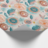 Reis geïnspireerd inpakpapier met kompassen (Hoek)