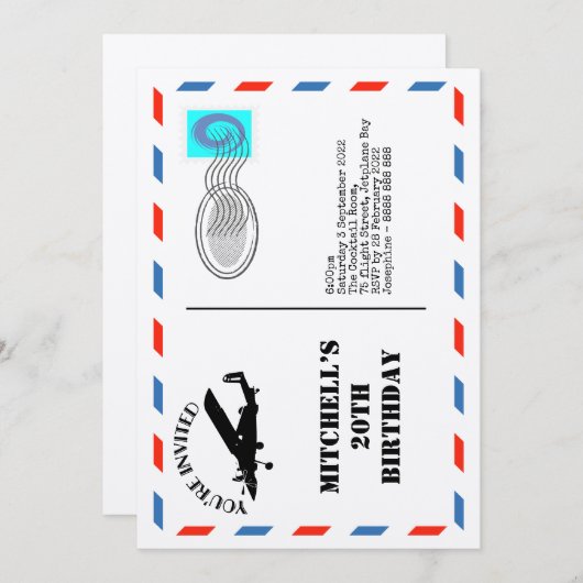 Reis geïnspireerde uitnodiging (Voorkant / Achterkant)