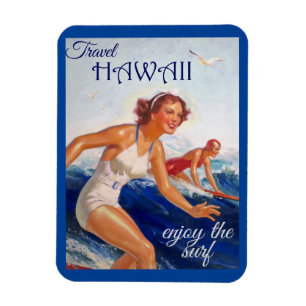 Reis Hawaii, geniet van het Surf, Retro Magneet