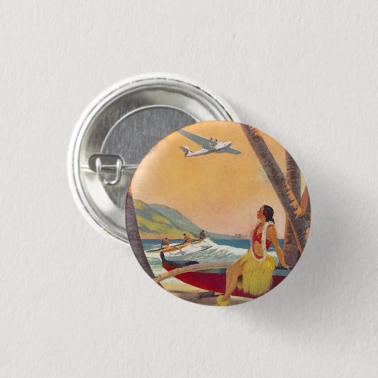  reis Hawaii Ronde Button 3,2 Cm (Voorkant /achterkant)