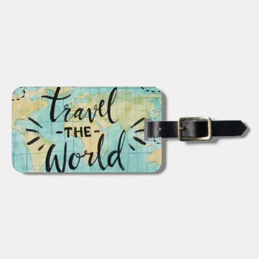 Reis het Bagagelabel van de Waterverf van de Werel (Voorkant horizontaal)