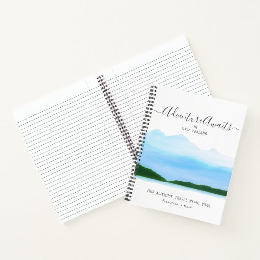 Reis Honeymoon Couple Plans Blue Waterverf name Notitieboek (Binnen)