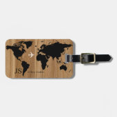Reis Hout Wereldkaart Custom Bagagelabel (Voorkant horizontaal)