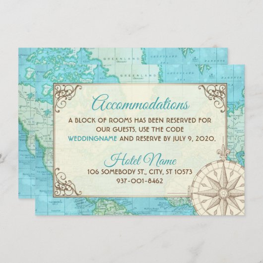 Reis Huwelijk Accommodatiekaart Kaart (Voorkant / Achterkant)