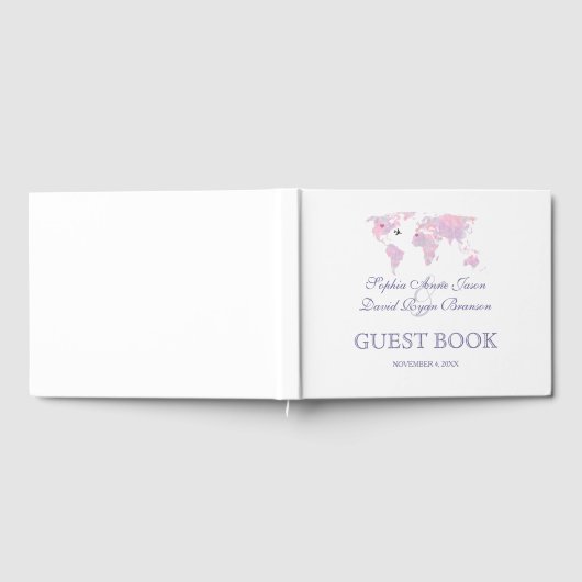 Reis Huwelijk Aquarel Wereldkaart Gastenboek (Volledig)