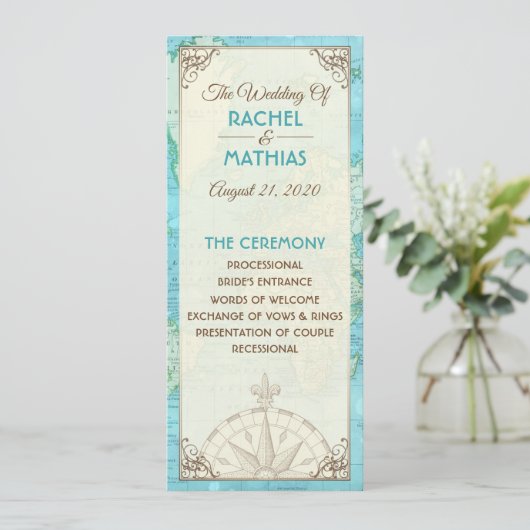 Reis Huwelijksprogramma Kaart (Staand voorkant)