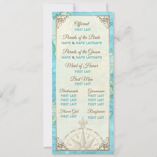 Reis Huwelijksprogramma Kaart (Achterkant)