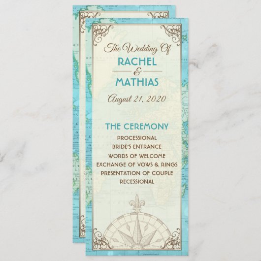 Reis Huwelijksprogramma Kaart (Voorkant / Achterkant)