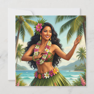 Reis in Vintage Hawaiaanse Stijl Hula Meisje