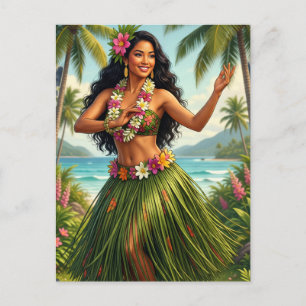 Reis in Vintage stijl Hawaiaanse Hula-meisje Briefkaart