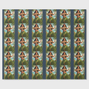 Reis in Vintage stijl Hawaiaanse Hula-meisje Cadeaupapier