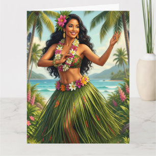 Reis in Vintage stijl Hawaiaanse Hula-meisje Kaart