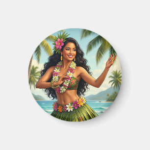 Reis in vintage stijl Hawaiaanse Hula-meisje Magneet