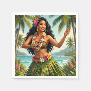 Reis in Vintage stijl Hawaiaanse Hula-meisje Servet