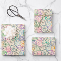 Reis Inpakpapier, Paspoort Stempels Cadeaupapier