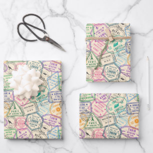 Reis Inpakpapier, Paspoort Stempels Cadeaupapier