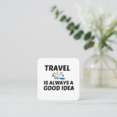 REIS IS ALTIJD EEN GOED IDEE VIERKANTE VISITEKAARTJE (Staand voorkant)