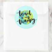 Reis is mijn Therapie Ronde Sticker (Tas)