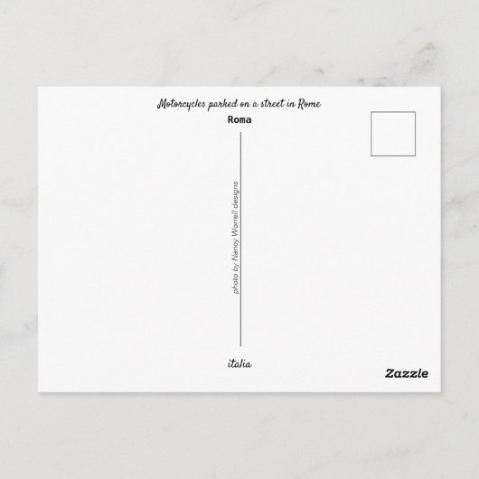 Reis | Italië — Rome, geparkeerde motorfietsen Briefkaart (Achterkant)