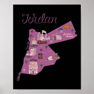 Reis Jordanië Kaart Amman Petra Dode Zee Familie V Poster
