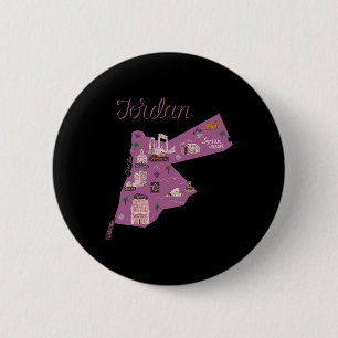 Reis Jordanië Kaart Amman Petra Dode Zee Familie V Ronde Button 5,7 Cm
