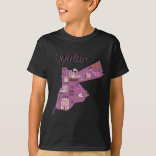 Reis Jordanië Kaart Amman Petra Dode Zee Familie V T-shirt