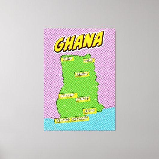 Reis kaart van Ghana Canvas Afdruk (Voorkant)
