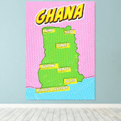 Reis kaart van Ghana Canvas Afdruk (Insitu (Houten vloer))