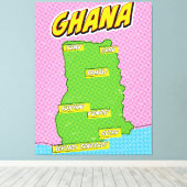 Reis kaart van Ghana Canvas Afdruk (Insitu (Houten vloer))
